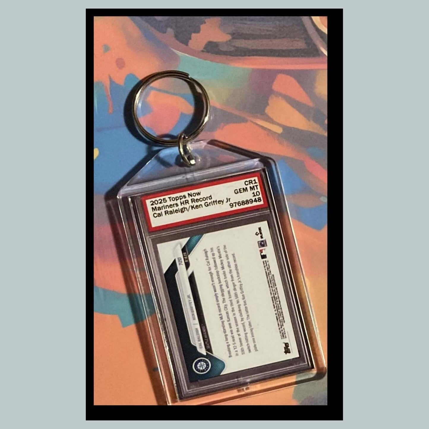 3516 Cal Raleigh-Ken Griffey Jr HR Record 2025 Topps Now Custom Made Keychain BBL KYC