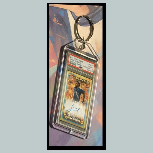 3405 Junior Caminero 2024  Chrome Radiating Rookies Auto Novelty Keychain BBL KYC