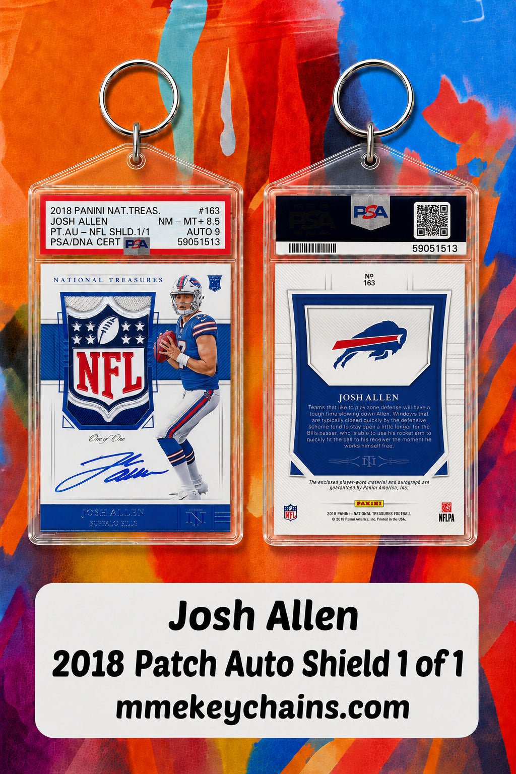 0003 Josh Allen 2018 Patch Auto Shield 1 of 1 Novelty Keychain FBL