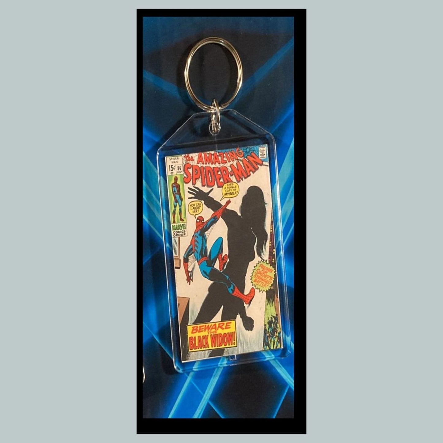 0443 Spider Man July 1970 Classic Comics Black Widow Custom Novelty Keychain