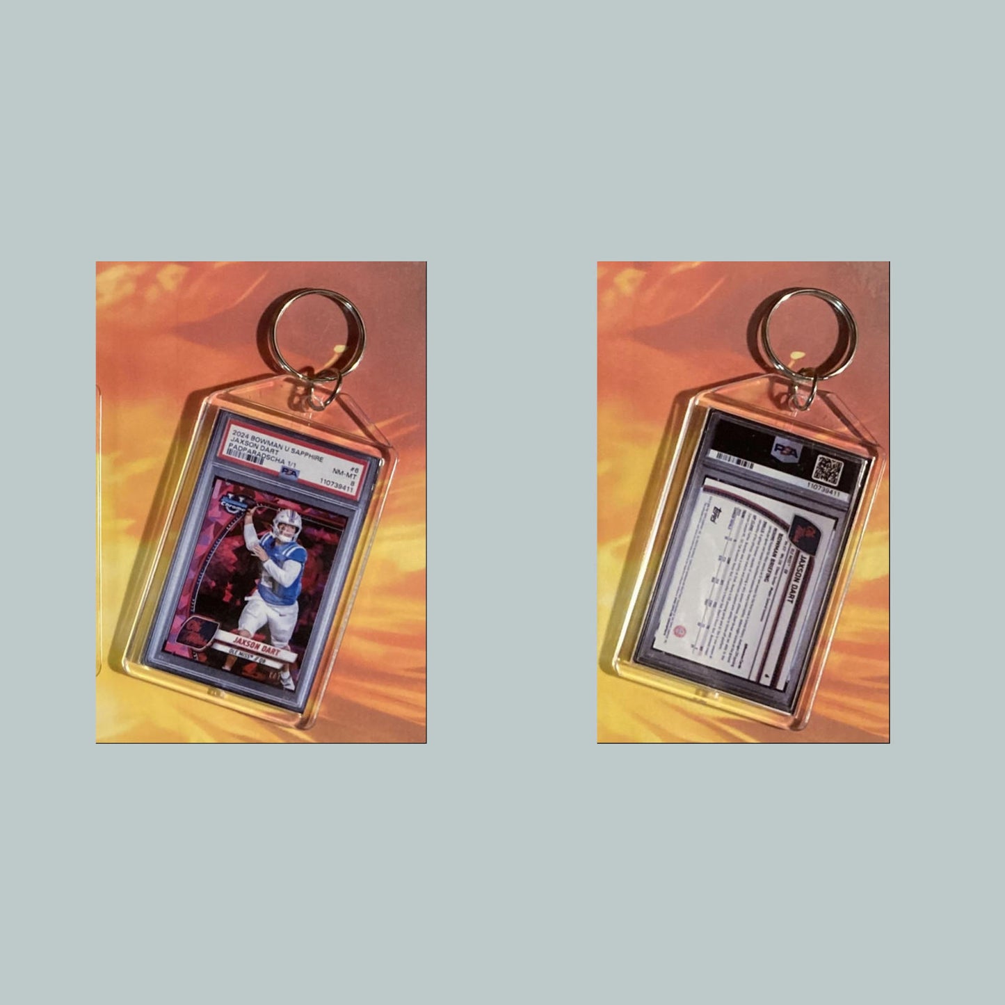 0575 Jaxson Dart 2024 U Sapphire Padparadscha Custom Keychain Great Gift