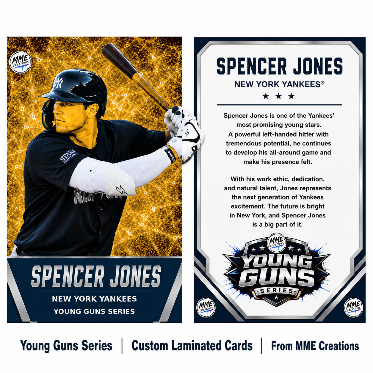 4238 Spencer Jones | Young Guns | Laminated Custom Baseball Card | Gold Ice