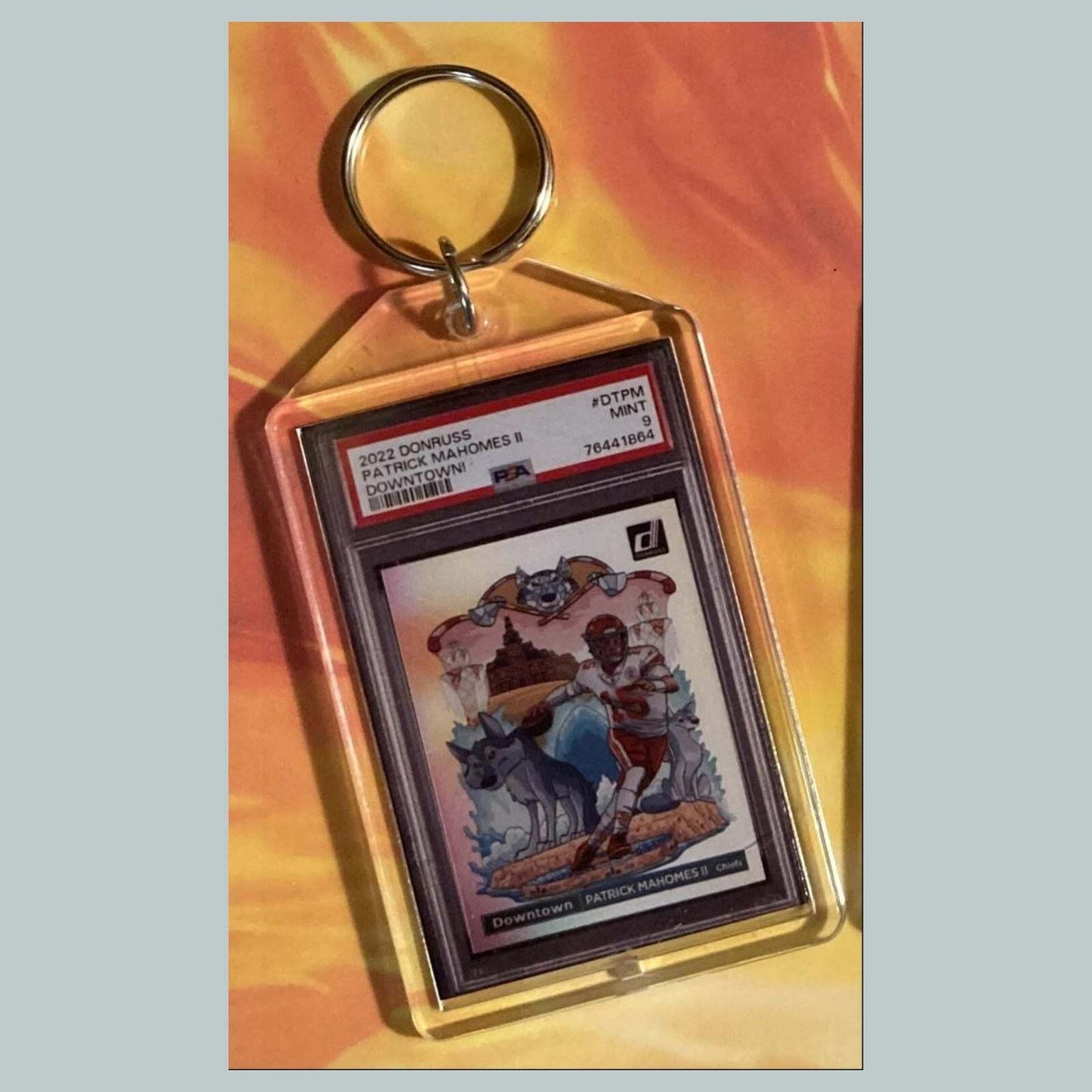 3607 Patrick Mahomes 2022 Panini Donruss Downtown Custom Keychain FBL