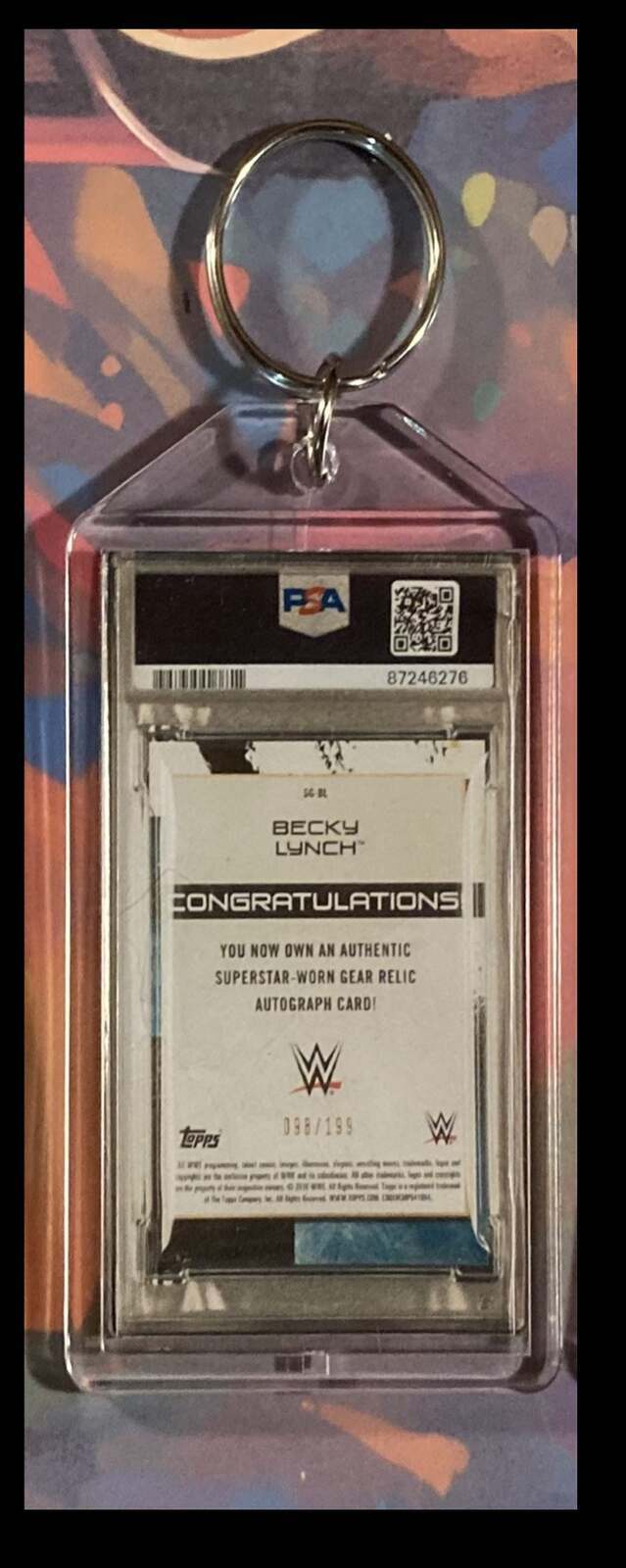 3364 Becky Lynch 2020 Topps Fully Loaded Patch Auto Custom Hand Made Keychain KYC MSC