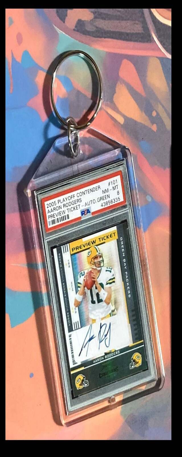 3238 Aaron Rodgers 2005 Playoff Ticket Contender Green Auto Custom Made Keychain FBL