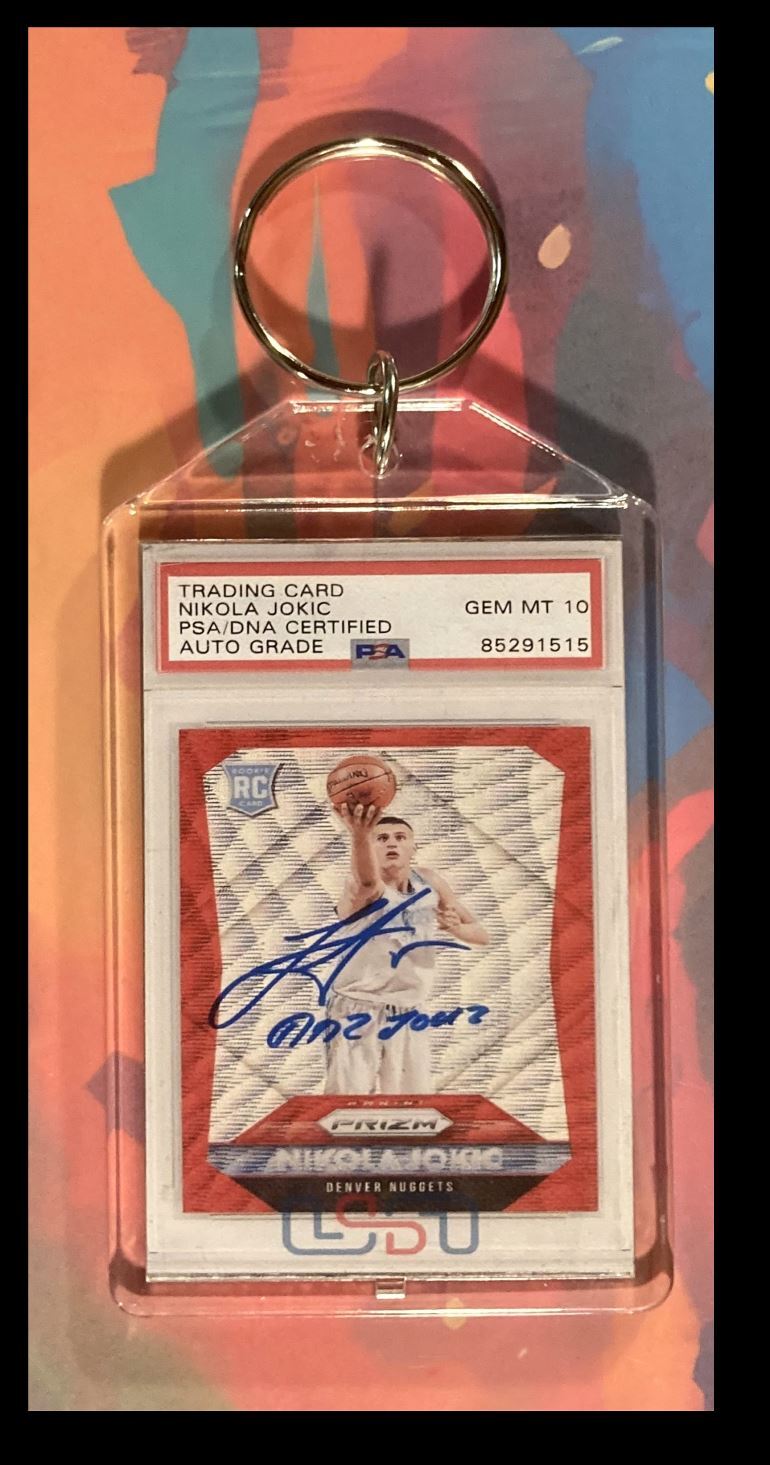 2980 Nikola Jokic 2015 Panini Prizm Ruby Wave Auto Custom Keychain BKL KYC