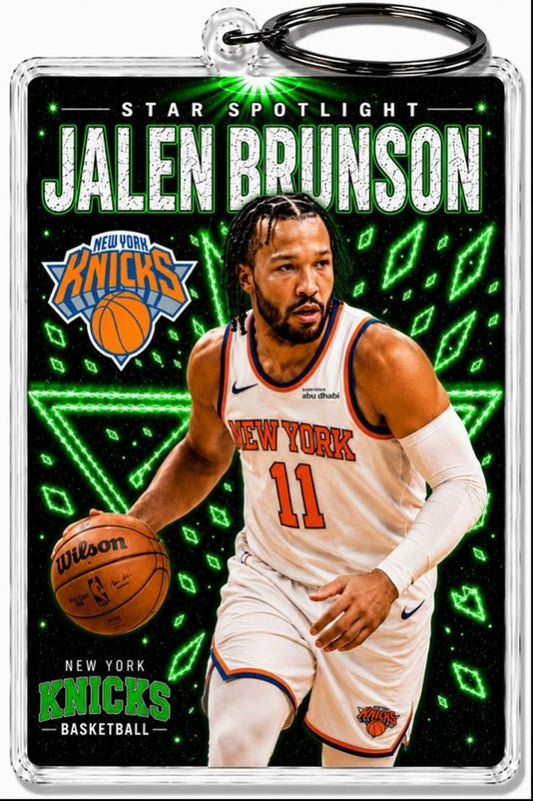 3979 Jalen Brunson Keychain Green Spotlight Premium Keychain No Nameplate BKL KYC