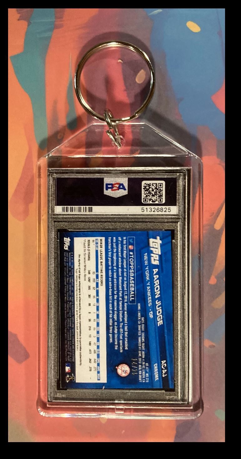 2966 Aaron Judge 2017 Topps Chrome Sapphire Custom Keychain-Great Gift KYC BBL