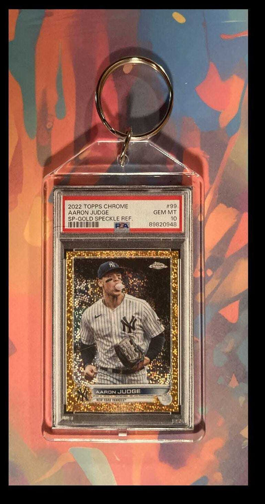 0054 Aaron Judge 2022 Topps Chrome Gold Speckle SP Custom Made Novelty Keychain