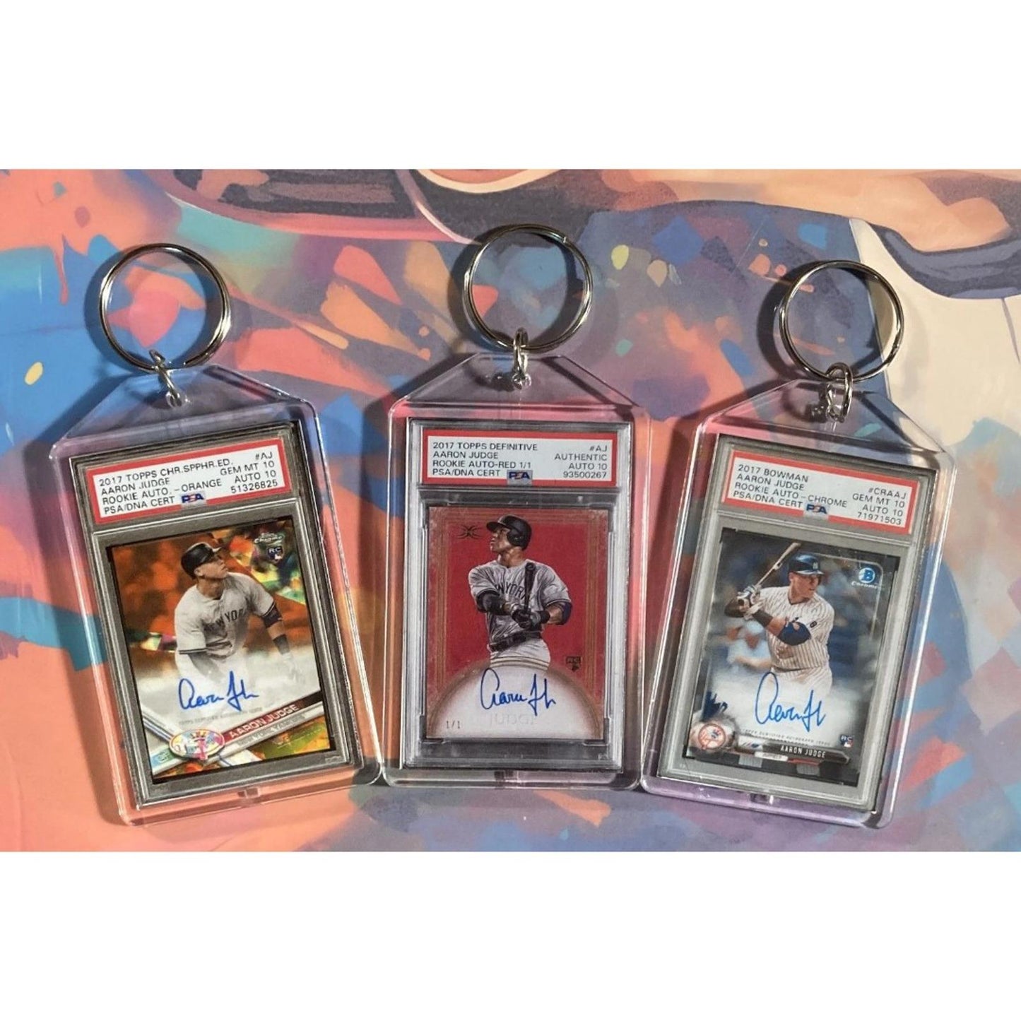 0175B Aaron Judge 3 Pack Bundle 3 Different Custom Novelty Keychains