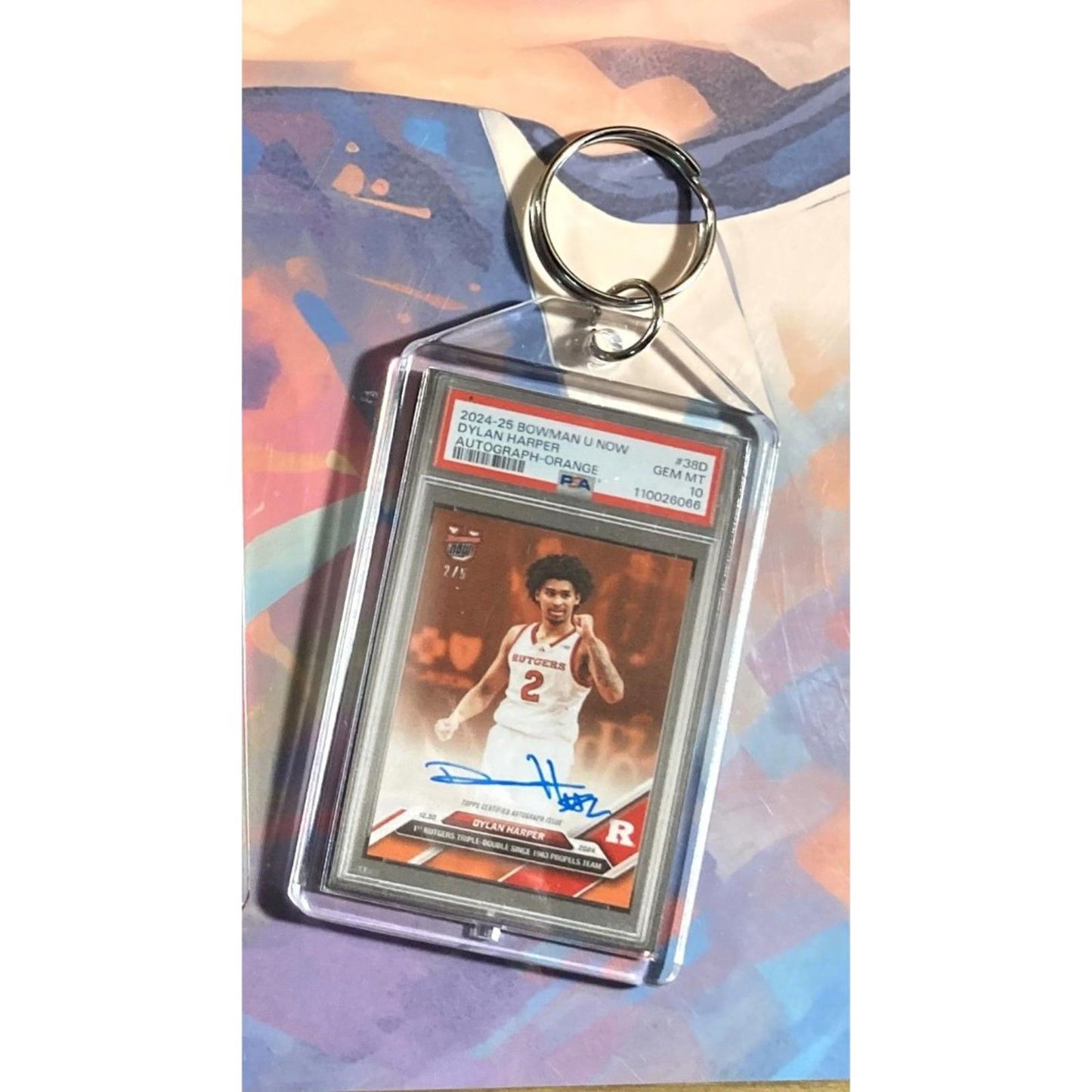 0155 Dylan Harper 2024 Bowman U Orange Auto Custom Keychain-Great Gift