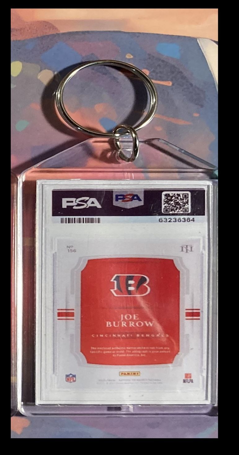 3081 Joe Burrow 2020 Panini Nat Trea Rookie Patch Auto Custom Keychain - Gift FBL