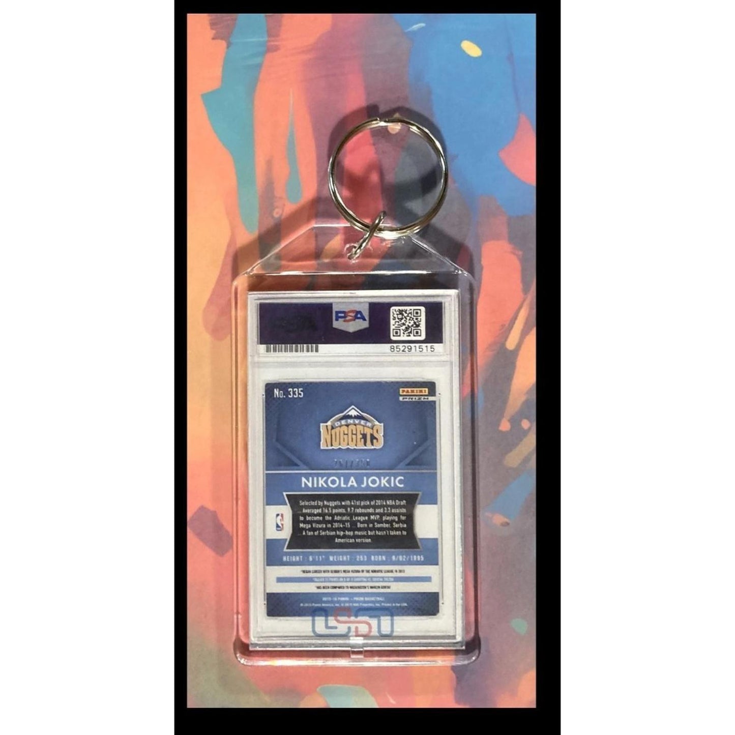 0023 Nikola Jokic 2015 Panini Prizm Ruby Wave Auto -Custom Keychain