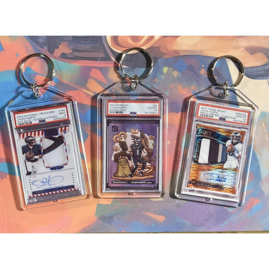 3161B Jalen Hurts  JH 3 Pack Bundle - 3 Different Custom Novelty Keychains -Gift FBL