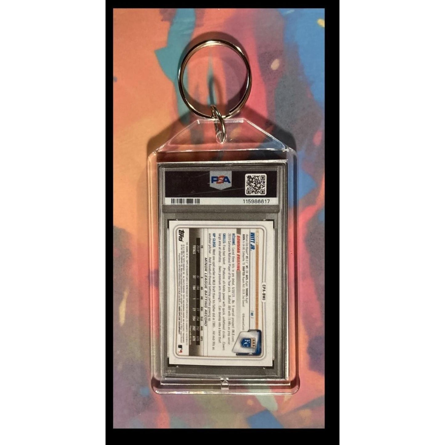 0045 Bobby Witt Jr 2020 Bowman Prospect Chrome Orange Refractor RK Auto Keychain