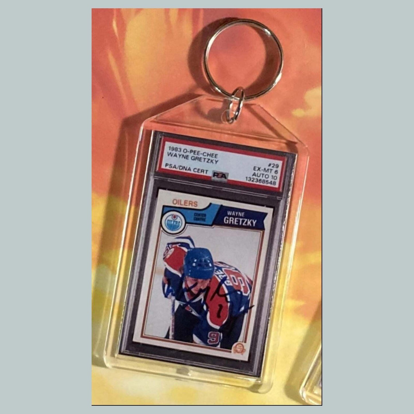3640 Wayne Gretzky 1983 O-Pee-Chee Auto Custom Hand Made Keychain MSC KYC