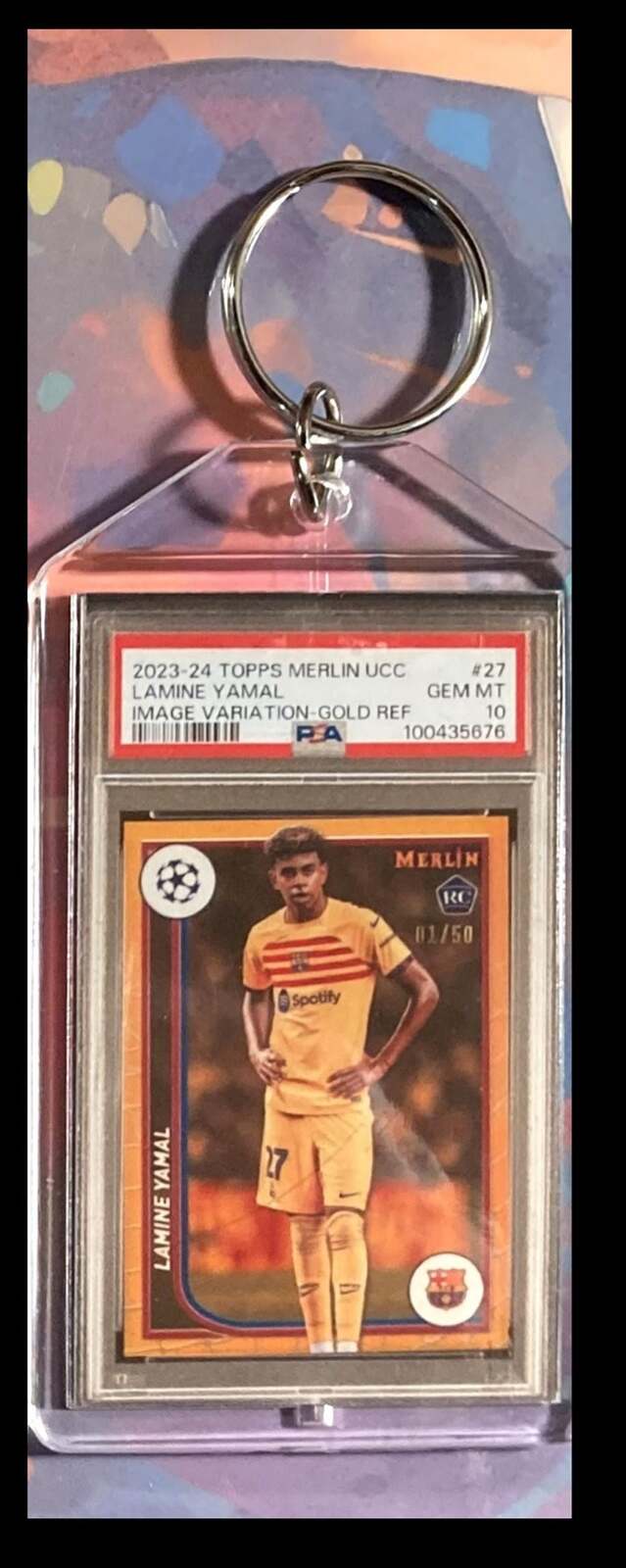 3090 Lamine Yamal  2023 Topps Merlin UCC Image Variation Keychain-Great Gift KYC MSC