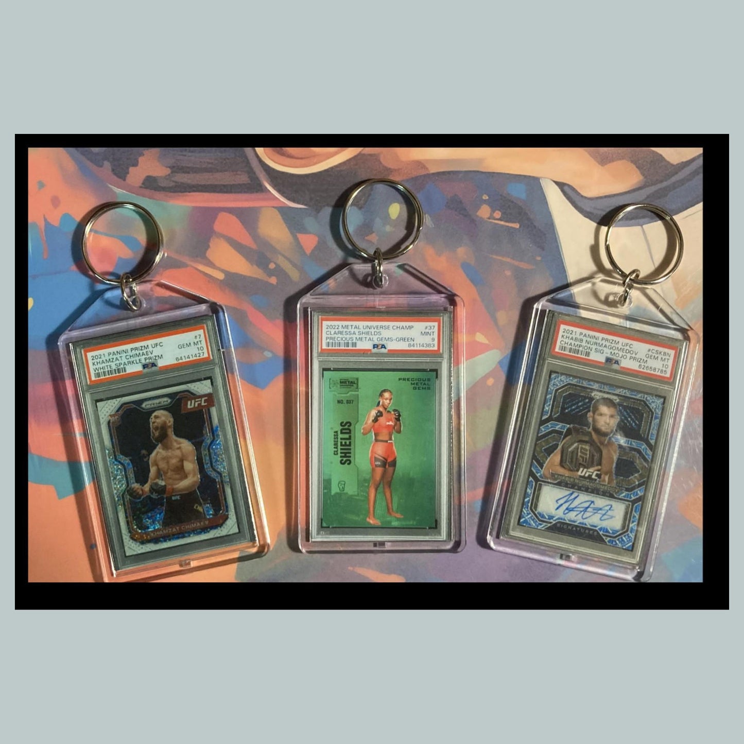 0494B Khamzat Chimaev/Shields/Nurmagomedov 3 Pack Bundle - 3 Different Keychains