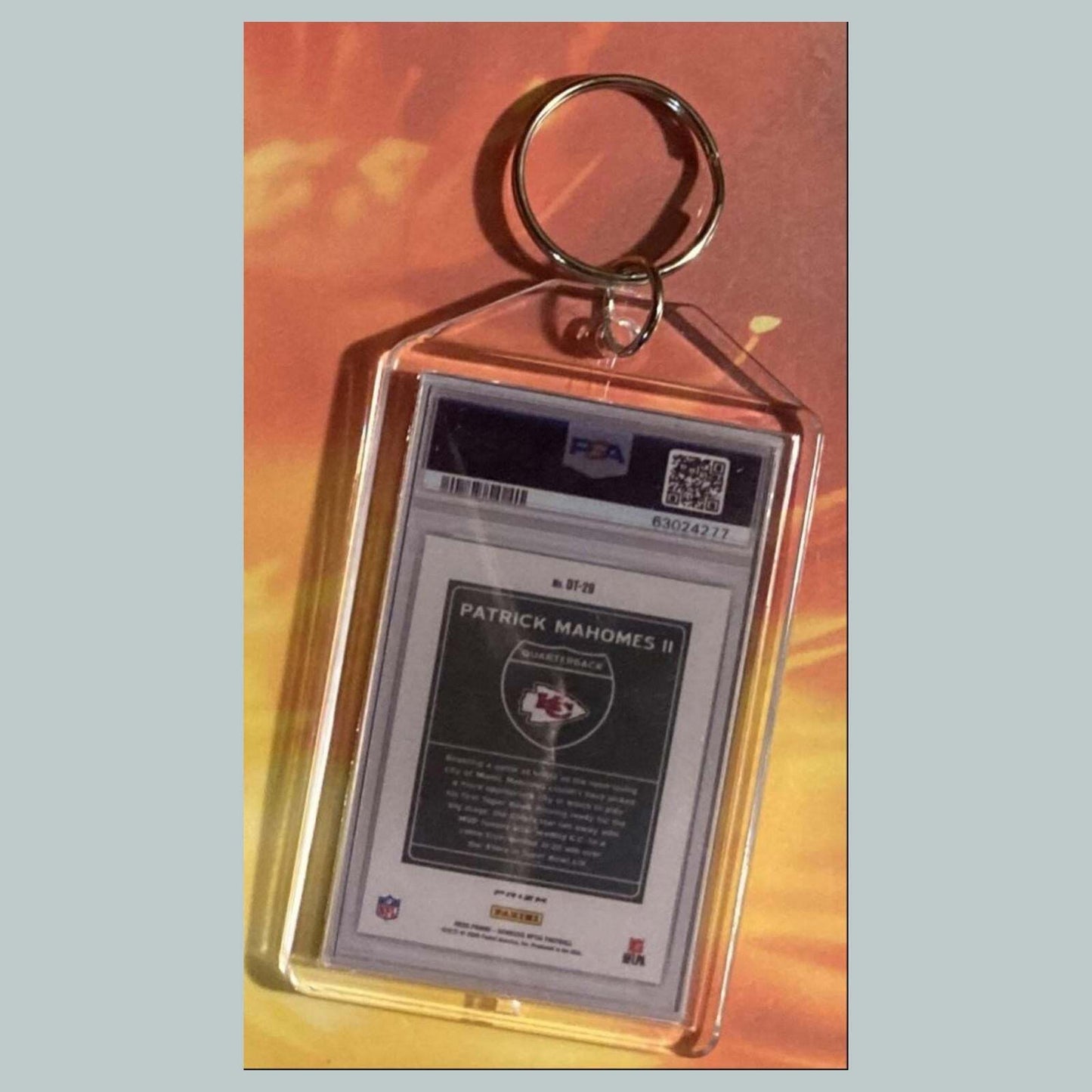 3602 Patrick Mahomes 2020 Panini Donruss Optic Downtown Custom Keychain FBL