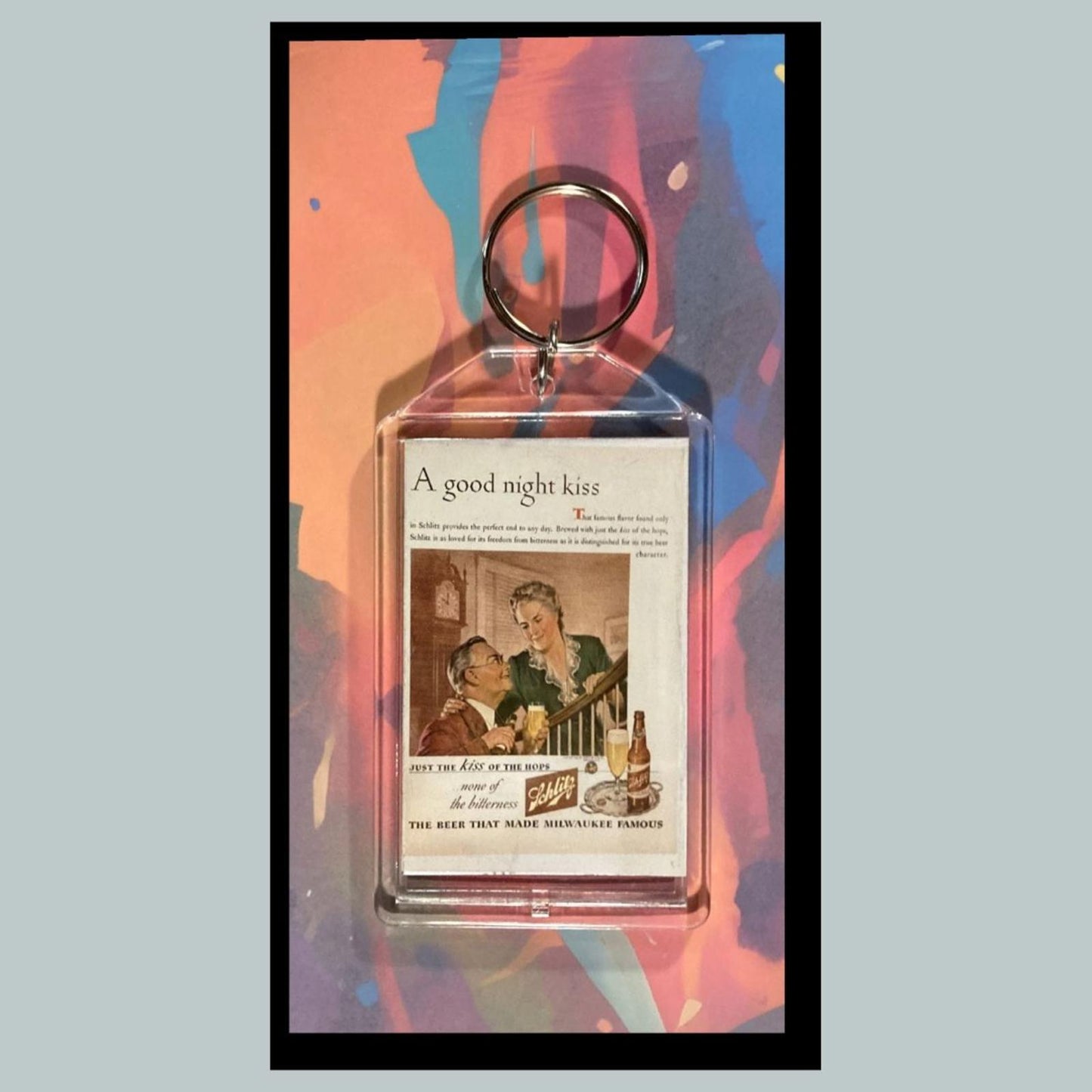 0382 Ad From The 40s Schlitz Beer Custom Hand Made Keychain-Makes A Great Gift