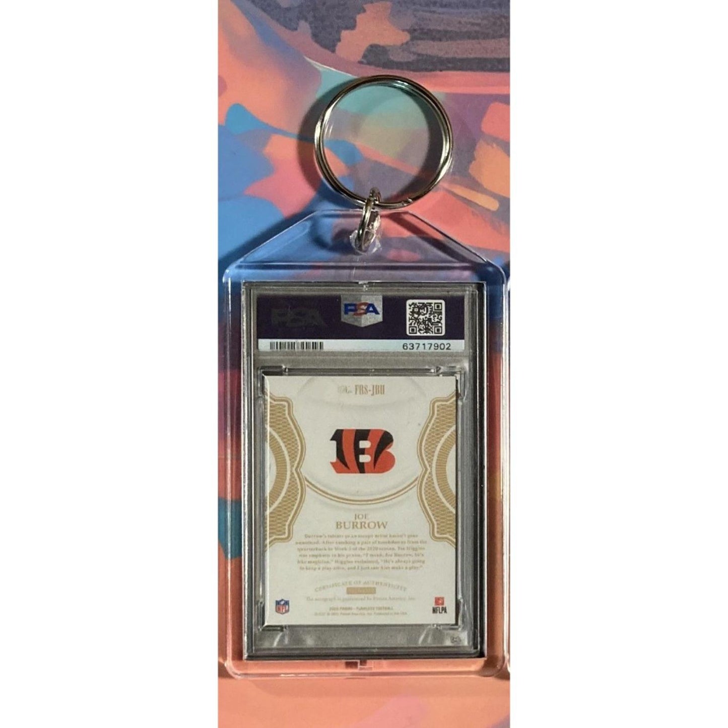 0127 Joe Burrow 2020 Panini Flawless Emerald Rookie Auto Custom Novelty Keychain