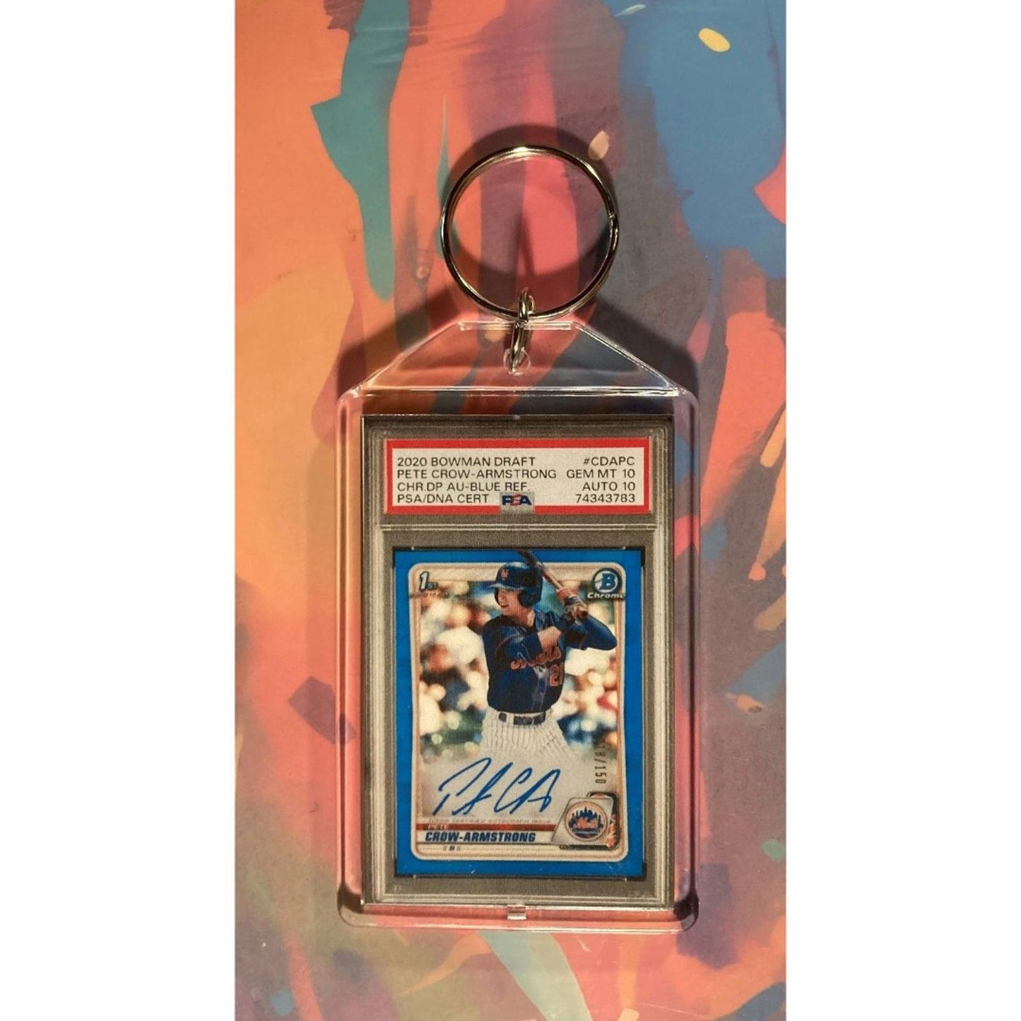 0073 Pete Crow-Armstrong 2020 Bowman Chrome Draft Blue Auto Custom Keychain