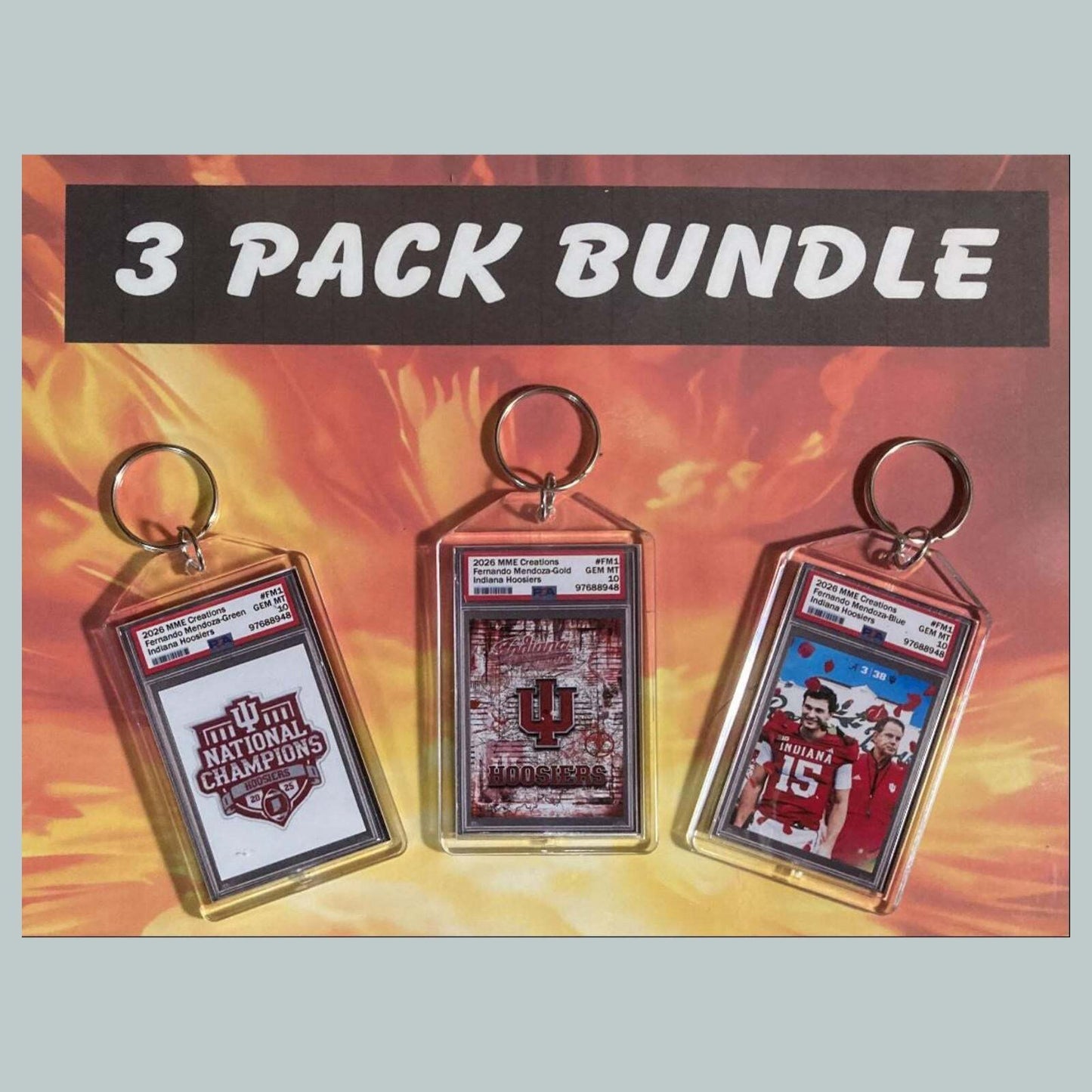 3755B Fernando Mendoza 3 Pack Bundle Custom Hand Made Keychains FBL