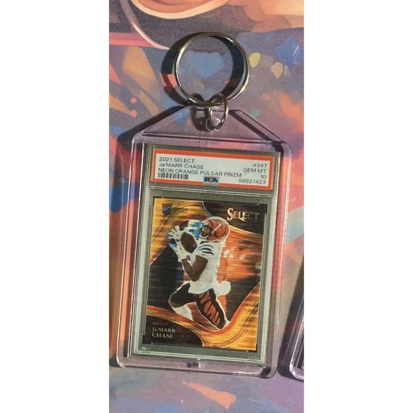 3269 Ja'Marr Chase 2021 Panini Select Neon Orange Pulsar Prizm Novelty Keychain FBL