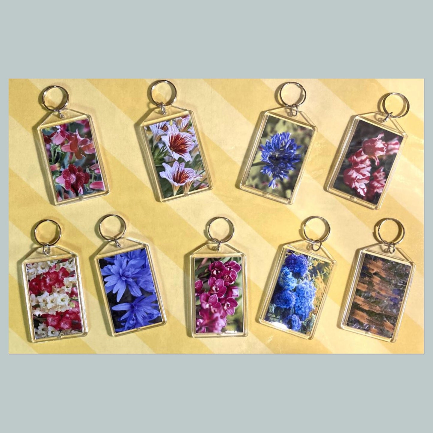 0746NP Niner Bundle Custom Hand Made Keychains Acrylic Keychain | Flower Lover Gift | Botanical Purse Charm | Backpack Accessory