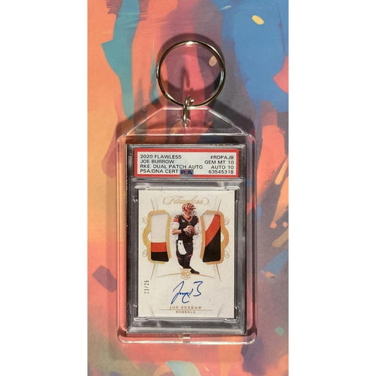 0013 Joe Burrow 2020 Panini Flawless Dual Patch Auto Keychain-Great Gift