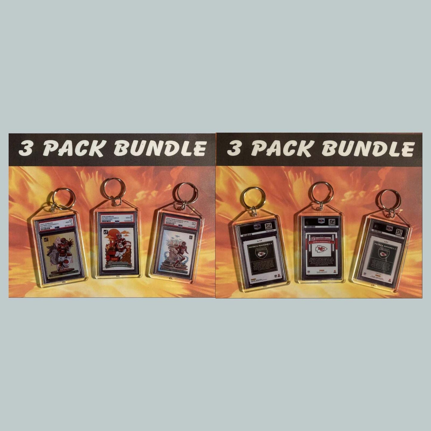 3609B Patrick Mahomes Downtown 3 Pack Bundle Custom Hand Made Keychains FBL