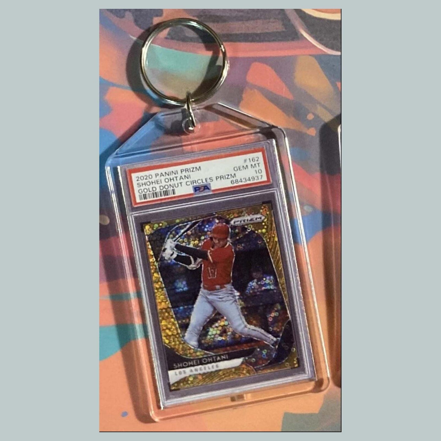 3544 2020 Panini Prizm Gold Donut Circles Prizm Shohei Ohtani Custom Keychain BBL KYC
