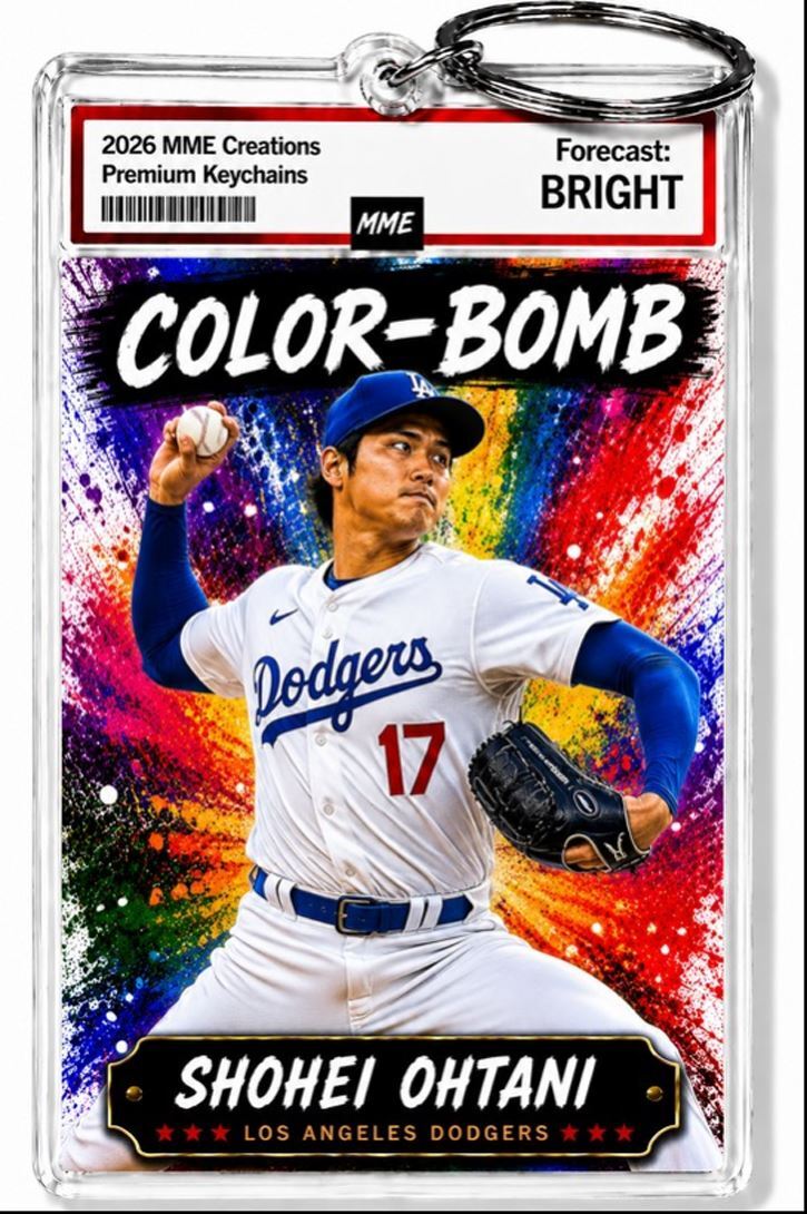 3870 Shohei Ohtani Keychain Pitching | Color-Bomb | Photo Keychain W/ Nameplate BBL KYC