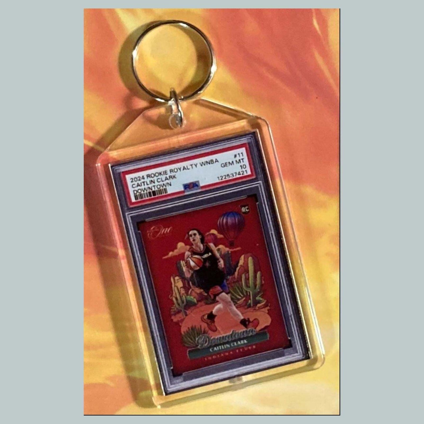 3646 Caitlin Clark 2024 Panini Royalty Downtown Custom Hand Keychain BKL KYC