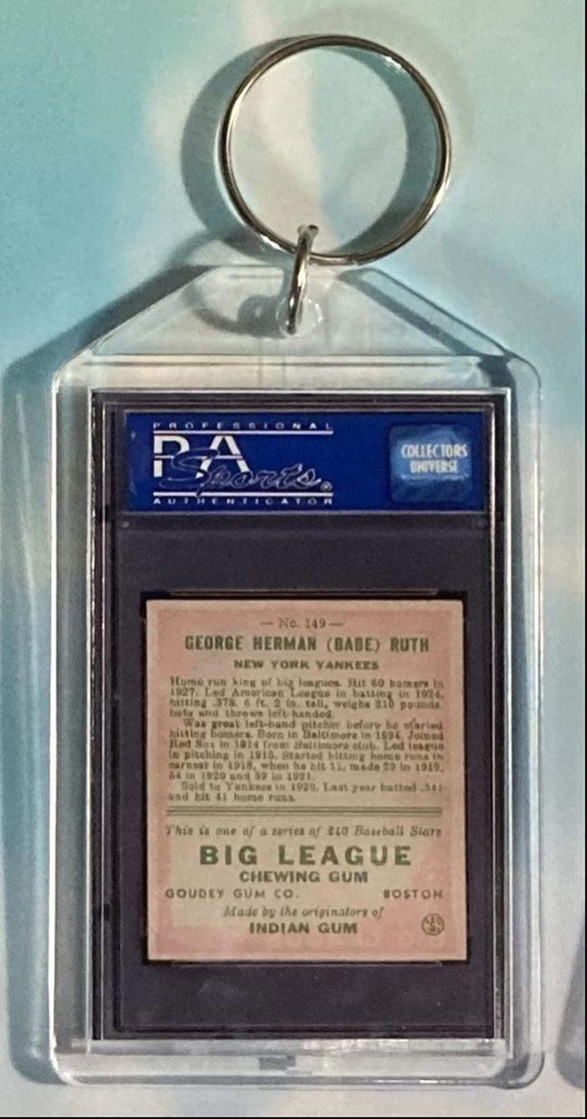 3645 Babe Ruth 1933 Goudey Auto Custom Hand Made Keychain BBL KYC