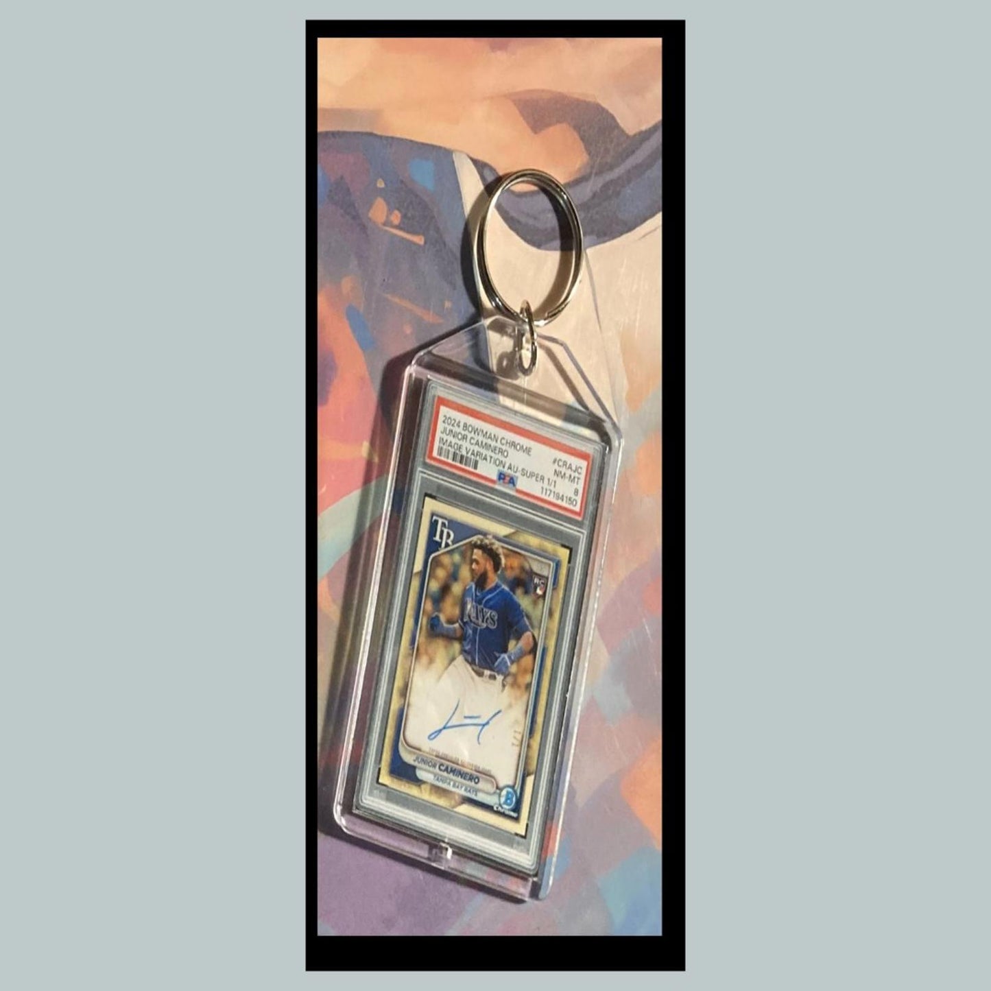 0476 Junior Caminero 2024 Chrome Image Variation SuperFractor Auto Keychain Gift