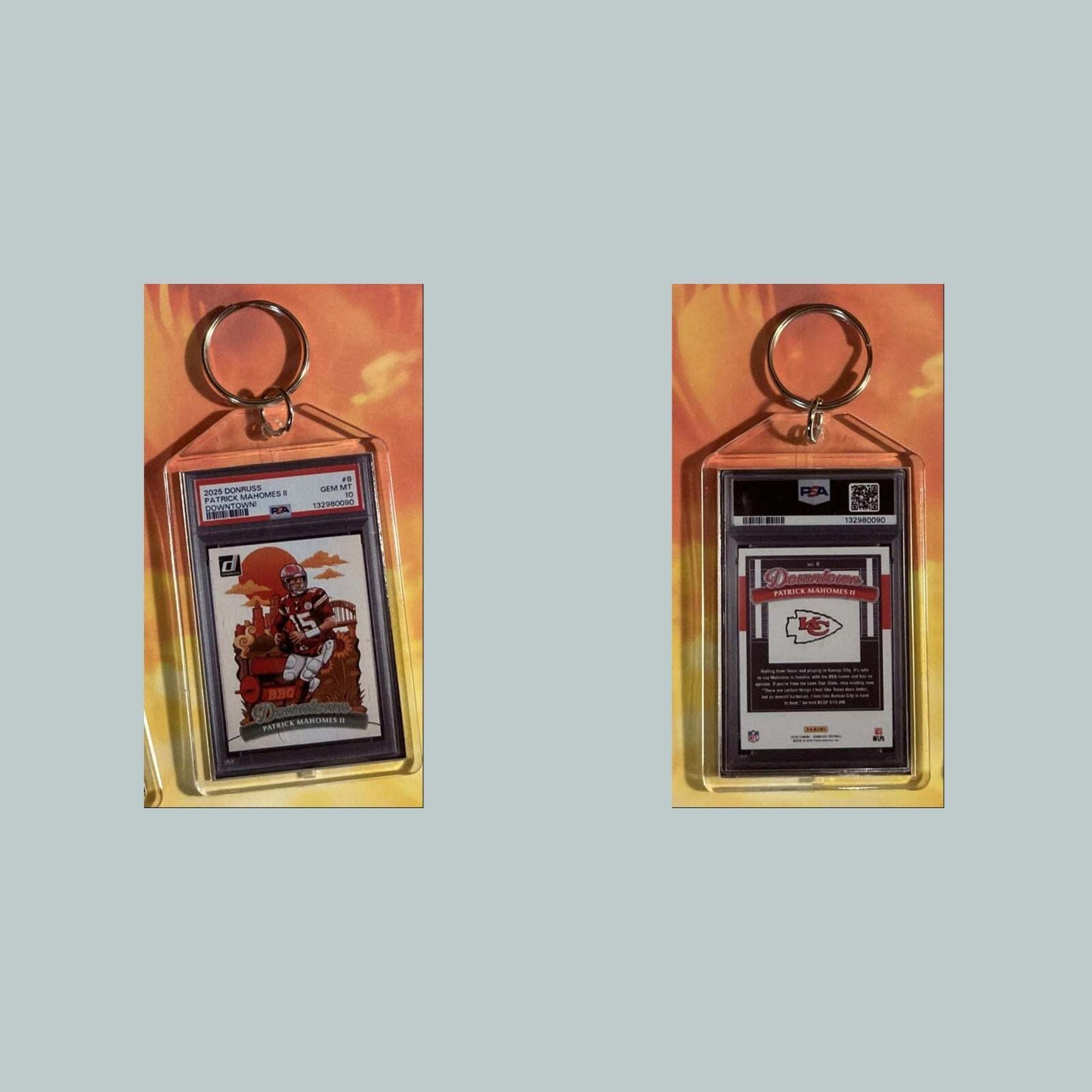 3601 Patrick Mahomes 2025 Panini Donruss Downtown Custom Keychain FBL