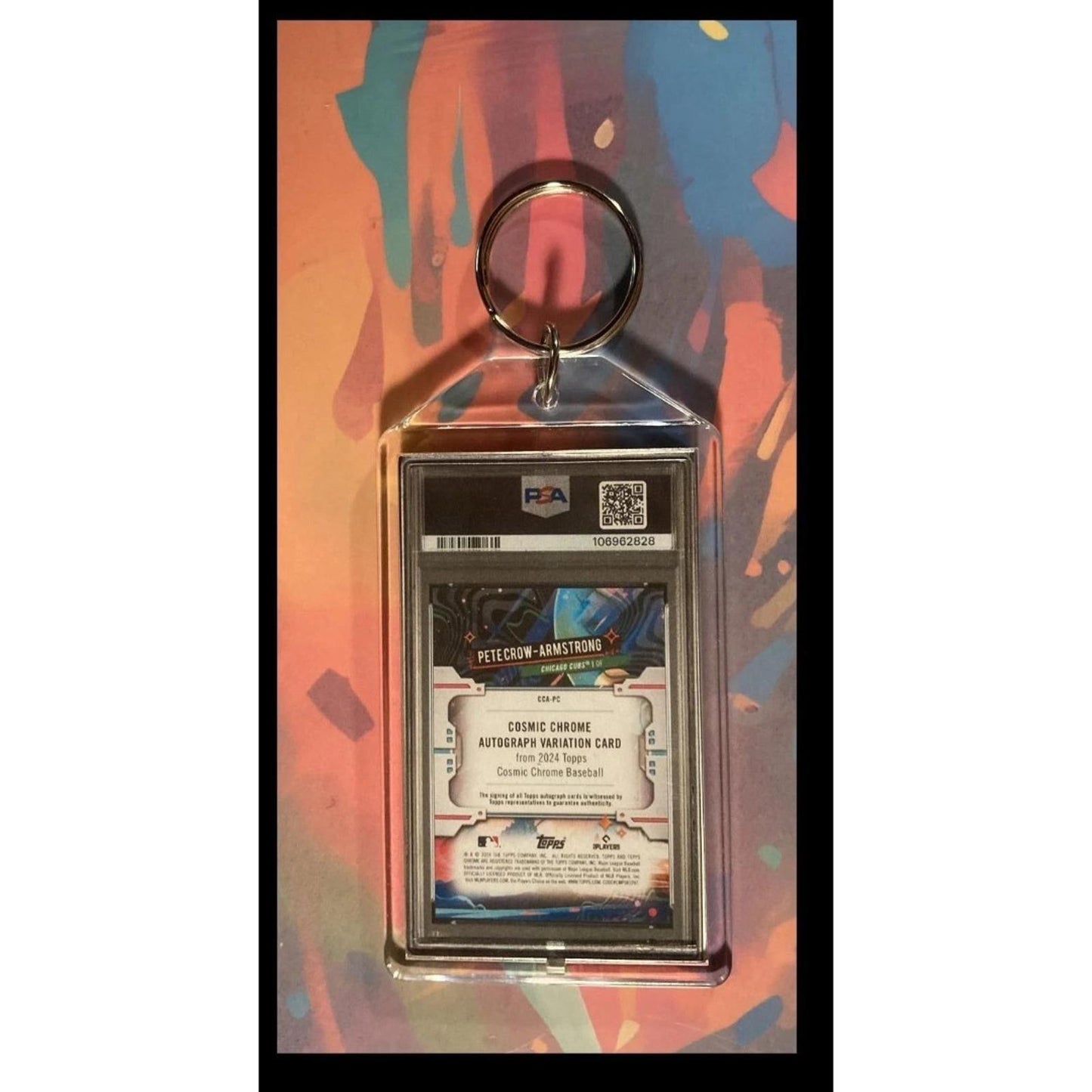 0074 Pete Crow-Armstrong 2024 Topps Cosmic Chrome Red Flare Auto Custom Keychain