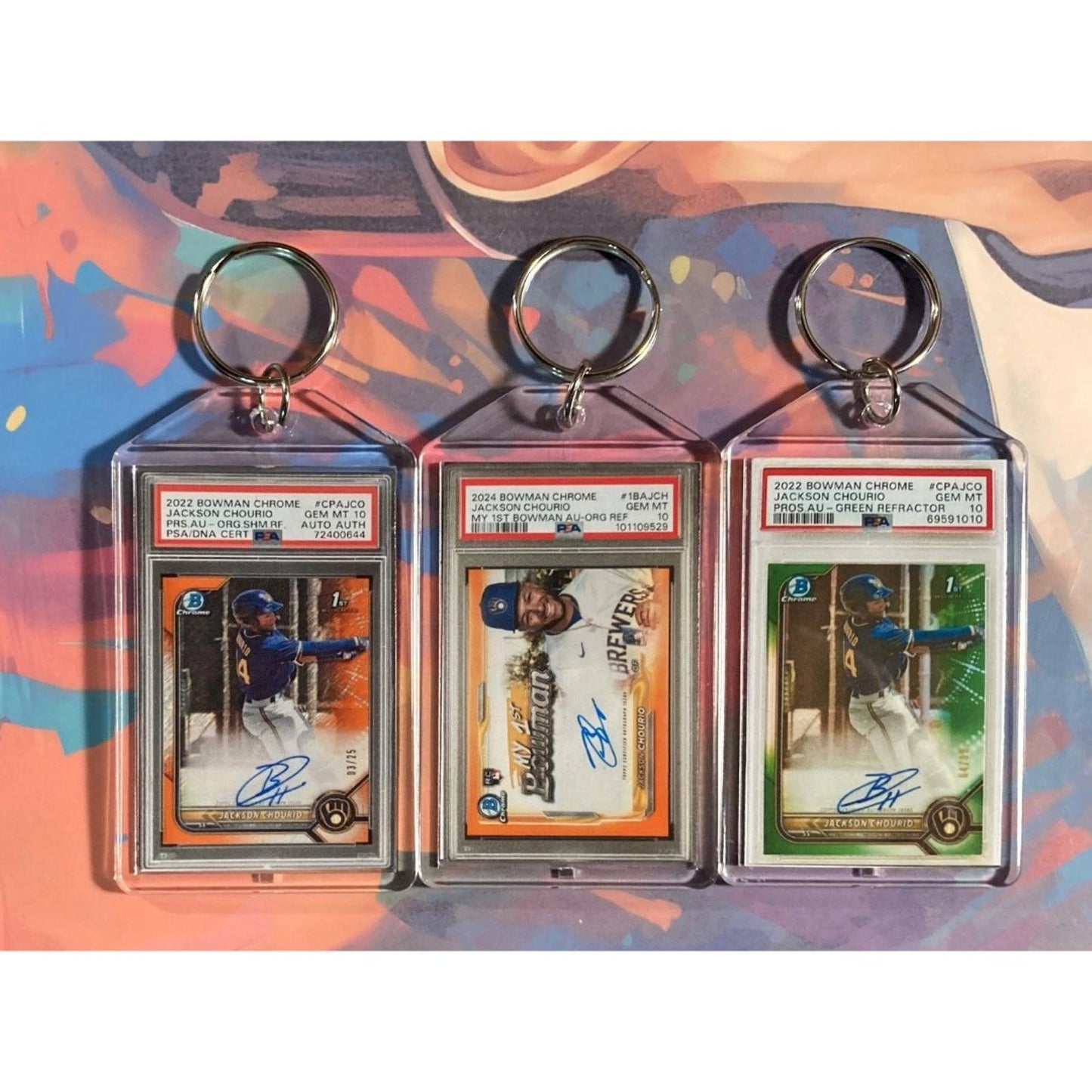 0195B Jackson Chourio 3 Pack Bundle - 3 Different Custom Novelty Keychains -Gift