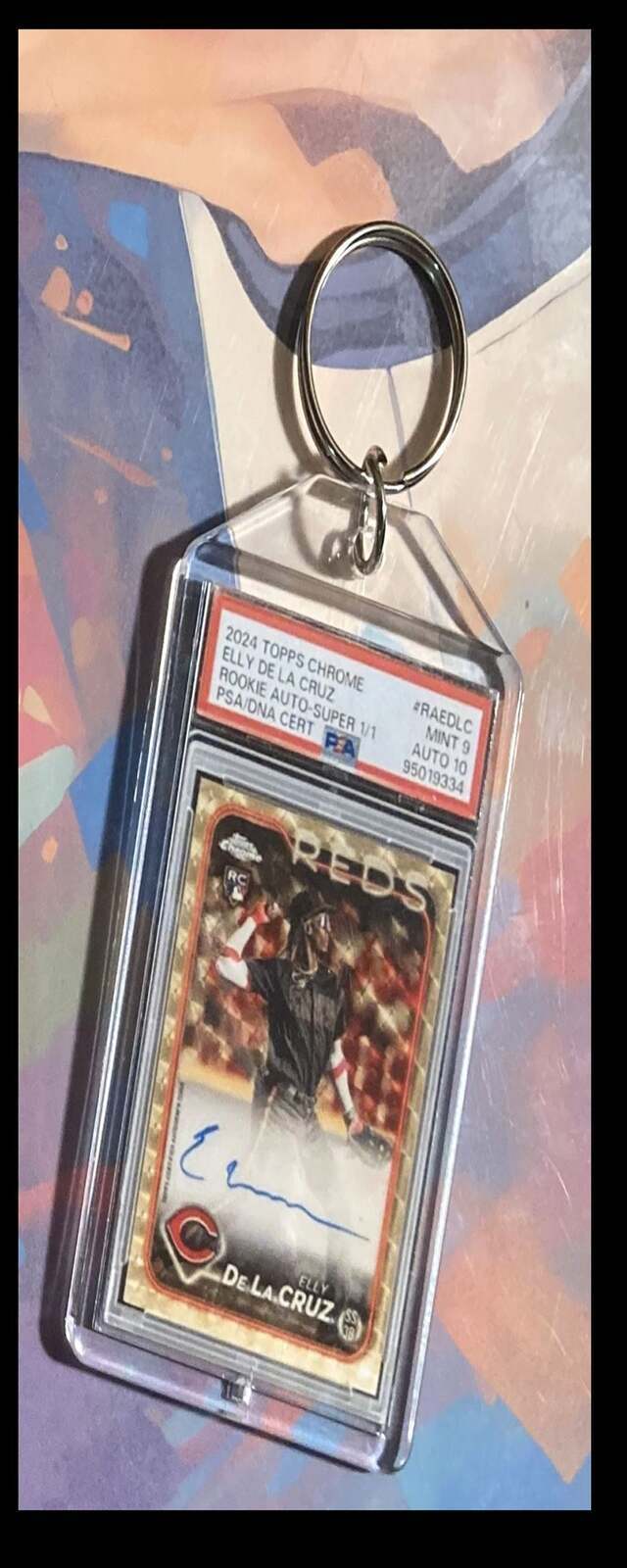 3219 Elly De La Cruz 2024 Topps Chrome Auto Superfractor Custom Keychain BBL KYC