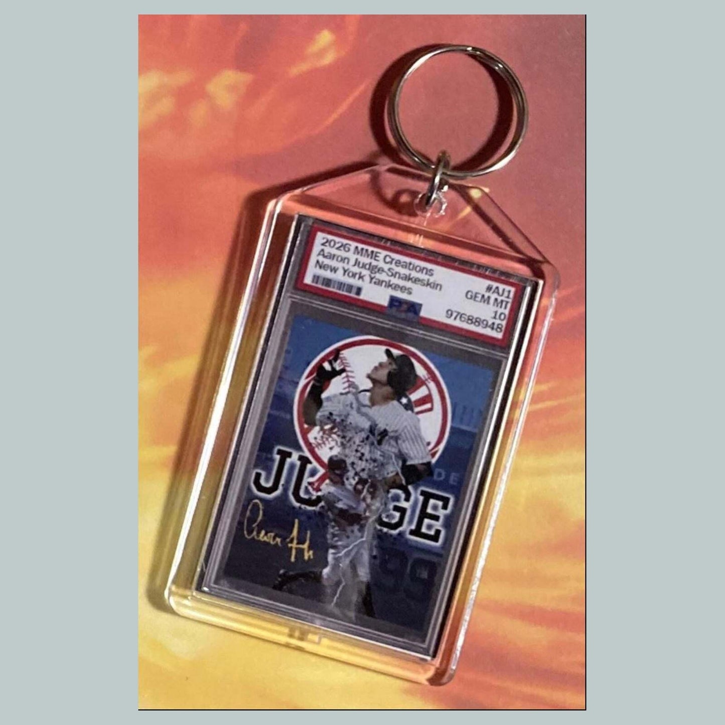 3748 Aaron Judge Gold Ice Snakeskin Mockup Custom Hand Made Novelty Keychain BBL KYC