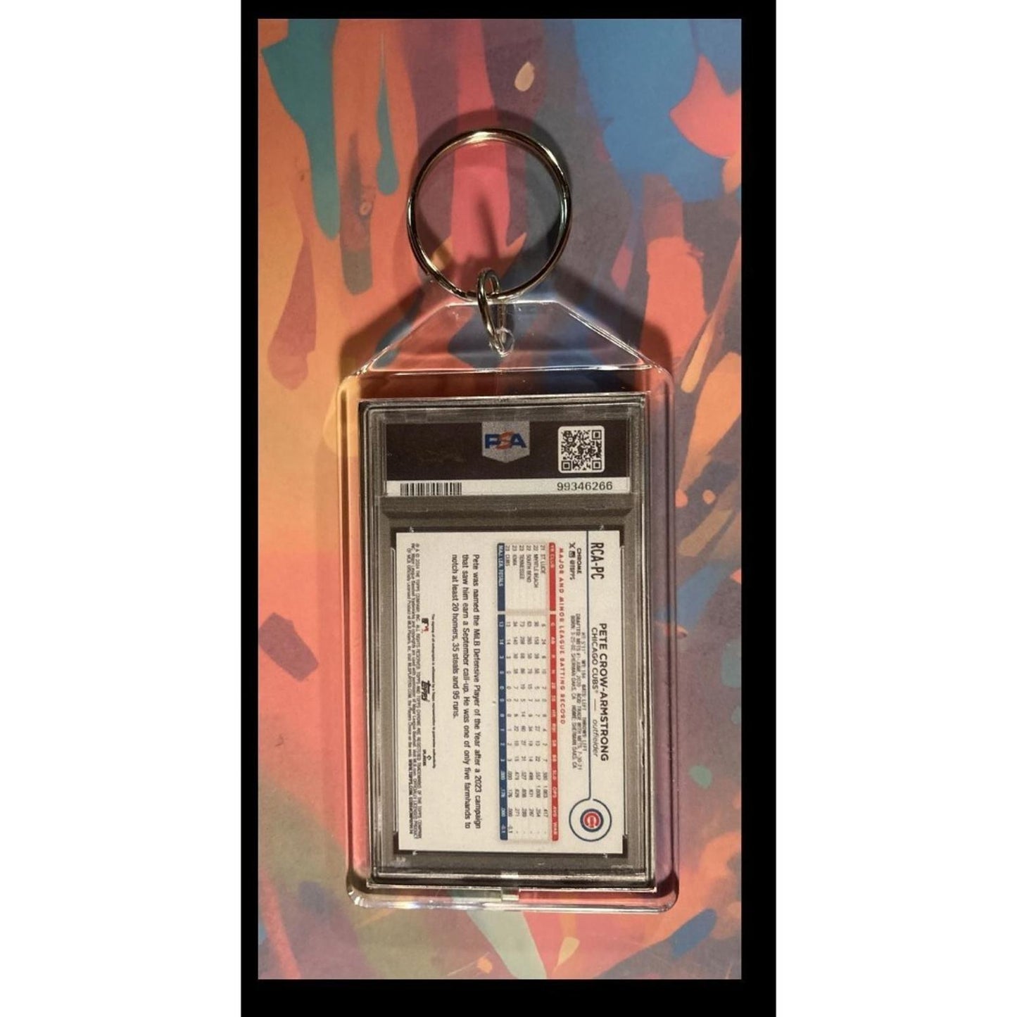 0069 Pete Crow-Armstrong 2024 Topps Chrome LE Red Refractor Auto Keychain