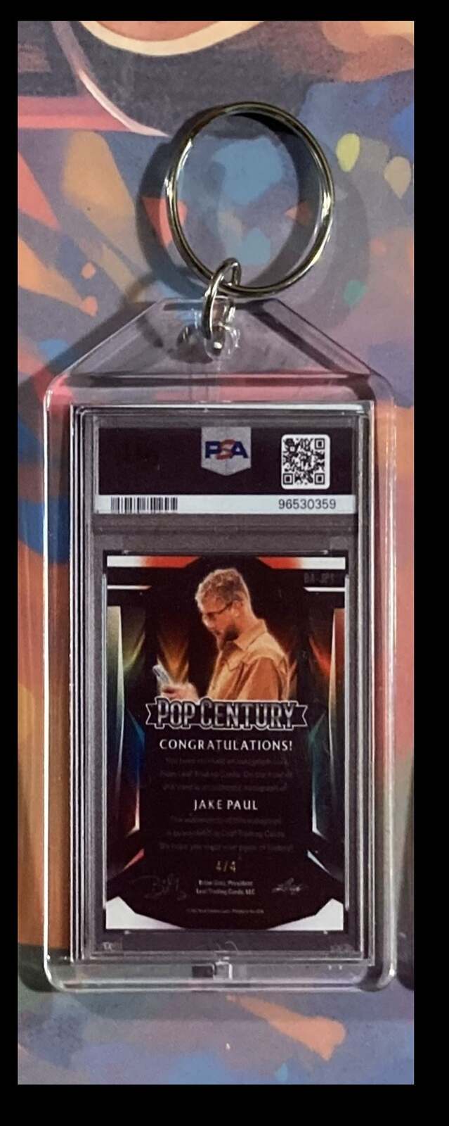 3100 Jake Paul 2023 Leaf Metal Pop Century Red Crystals Keychain KYC MSC