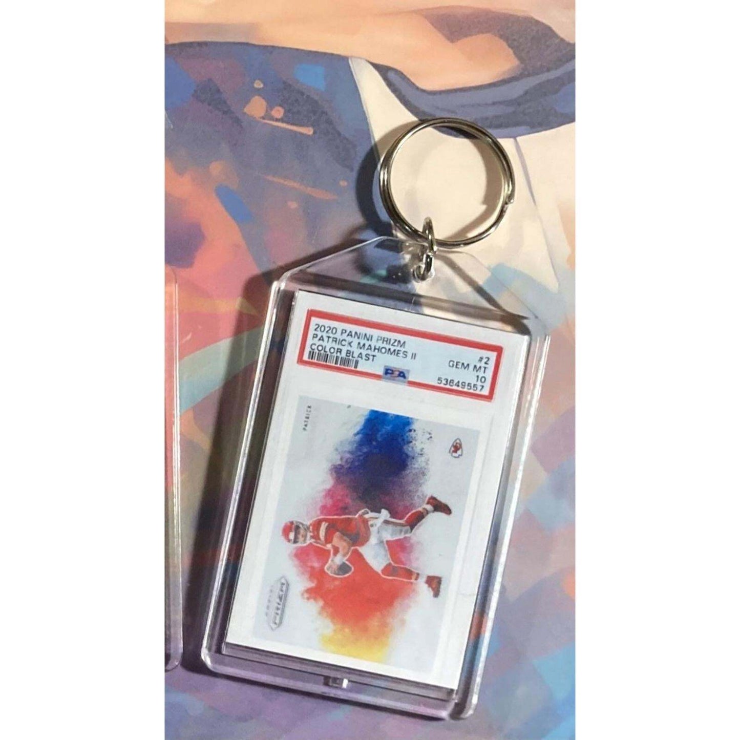 3185 Patrick Mahomes  2020 Panini Prizm Colorblast Custom Made Novelty Keychain FBL