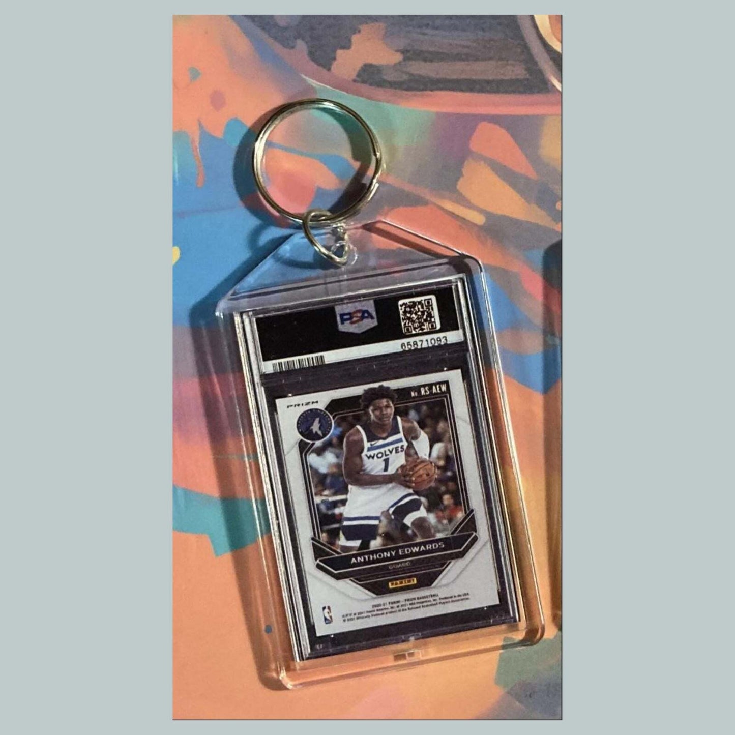 3563 Anthony Edwards 2020 Panini Prizm RC Signatures Auto Keychain BKL KYC