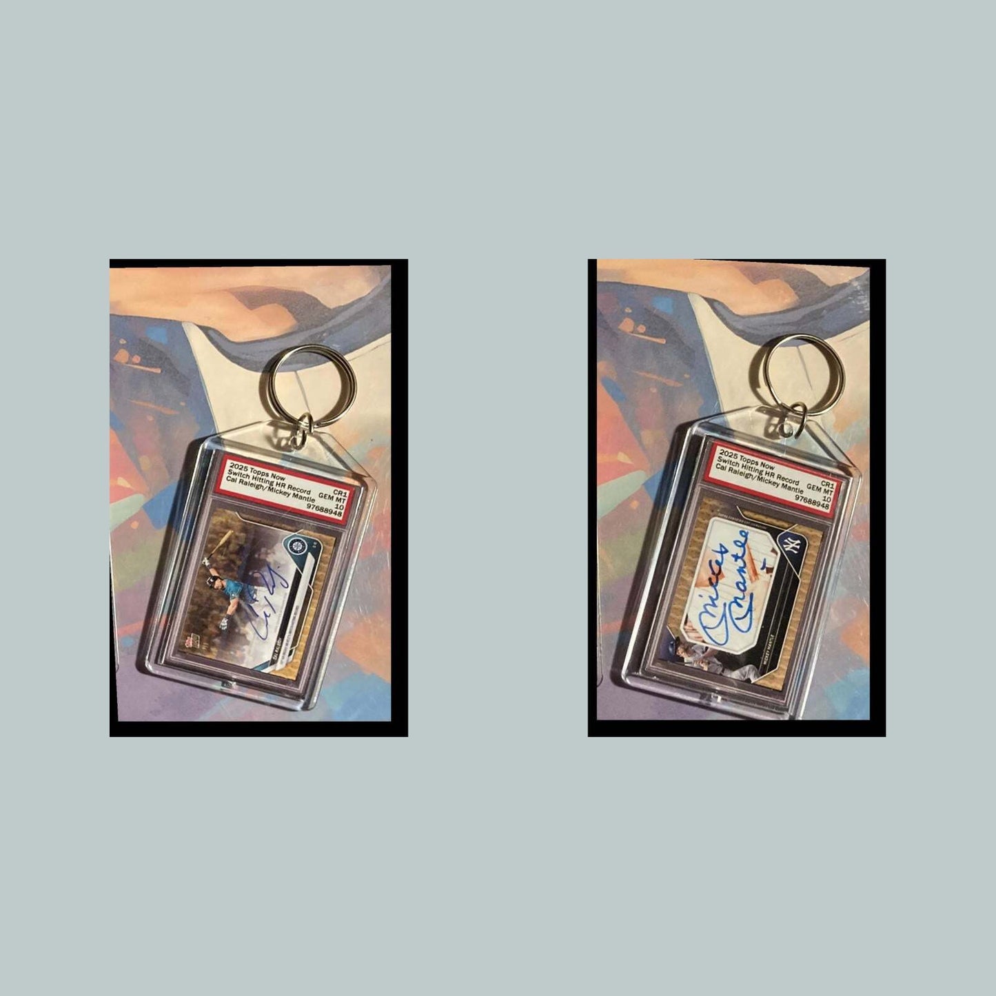 3517 Cal Raleigh-Mickey Mantle HR Record 2025 Now Custom Made Keychain - Gift BBL KYC