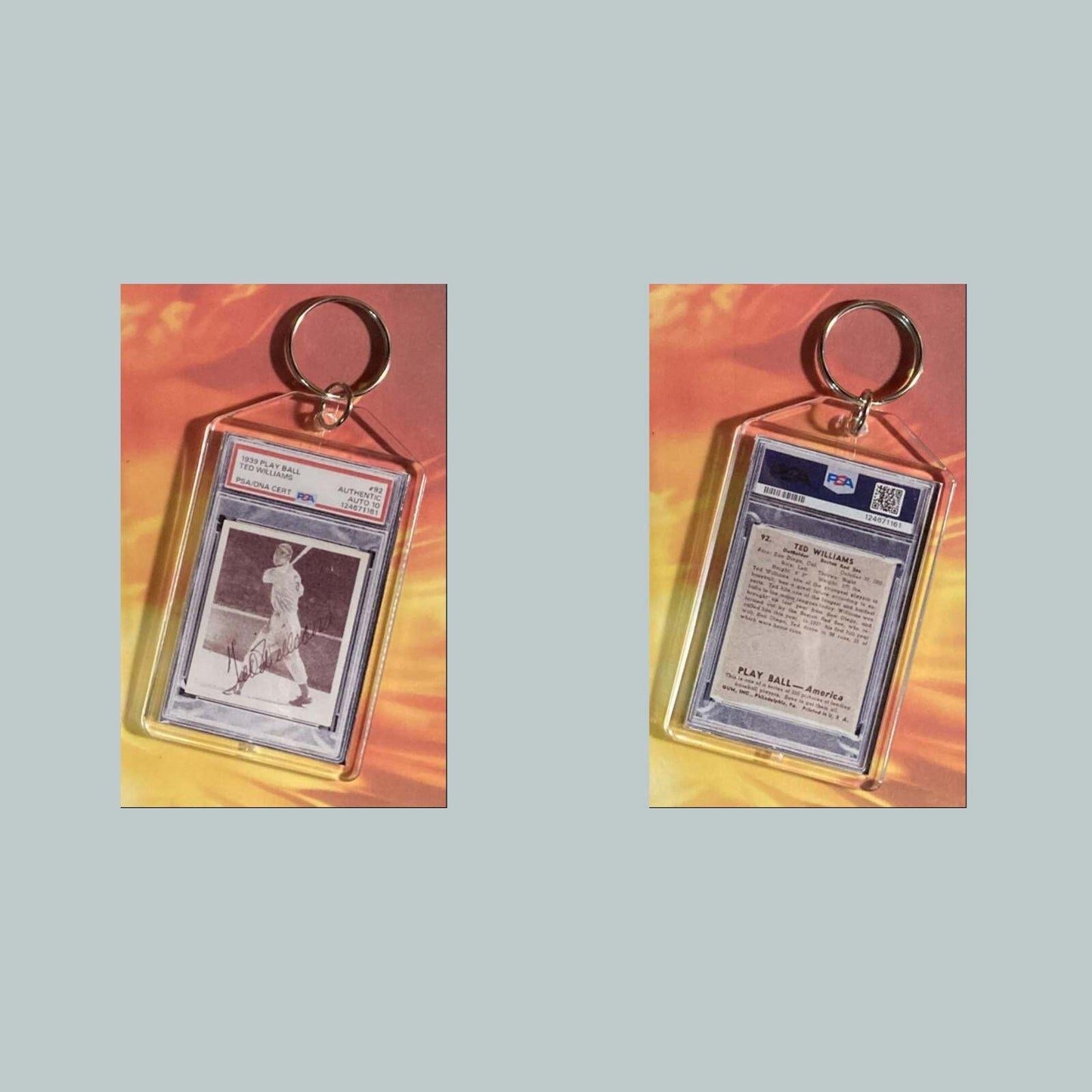 3654 Ted Williams 1939 Play Ball Auto Custom Hand Made Keychain BBL KYC