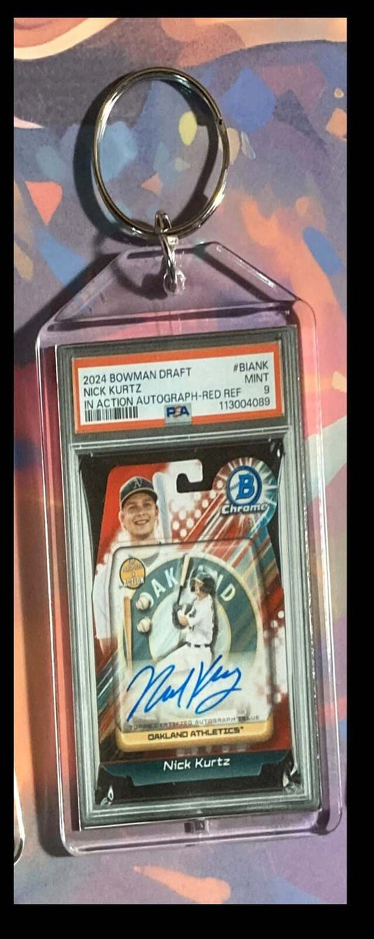 3231 Nick Kurtz 2024 Bowman Draft Chrome In Action Auto-Custom Keychain BBL KYC