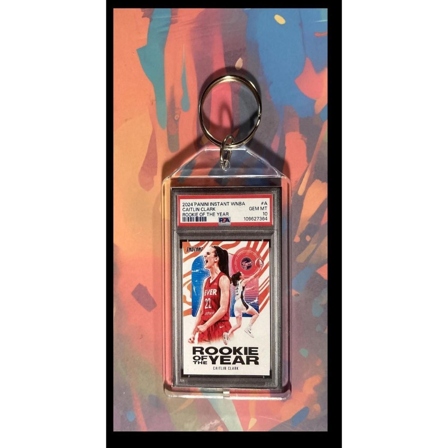 0062 Caitlin Clark 2024 Panini Instant Rookie of The Year-Custom Keychain- Gift