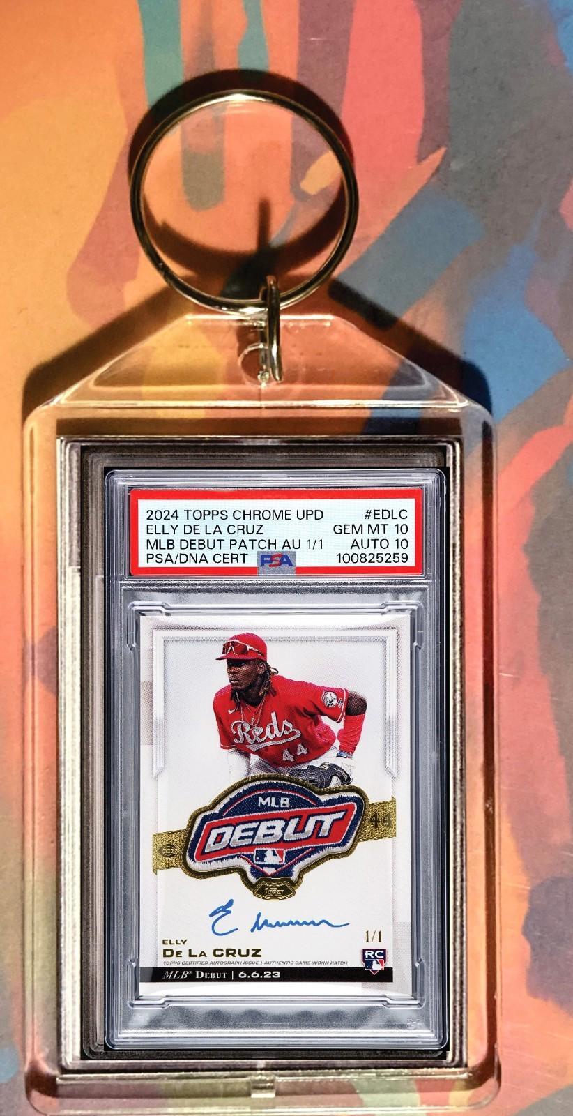 3514 Elly De La Cruz 2024 Topps Chrome Debut Patch Auto Custom Novelty Keychain BBL KYC